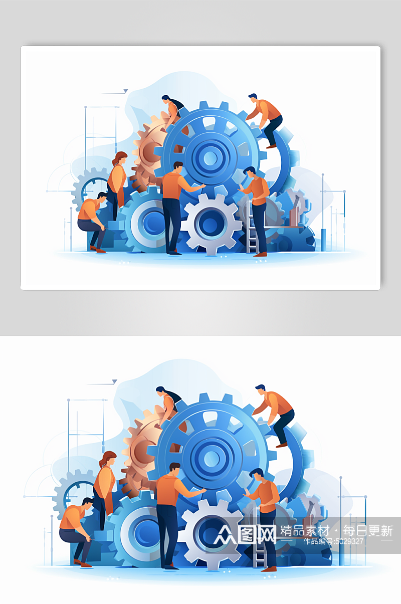 AI数字艺术企业工业机械齿轮插画元素素材