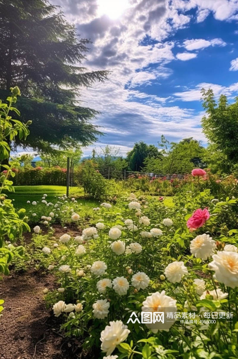 AI数字艺术太阳花花园花丛公园摄影图片素材