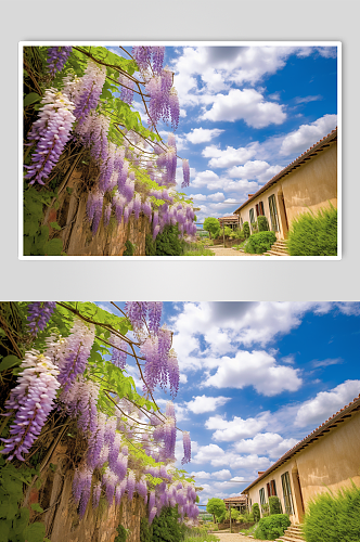 AI数字艺术紫藤树花园花丛公园摄影图片