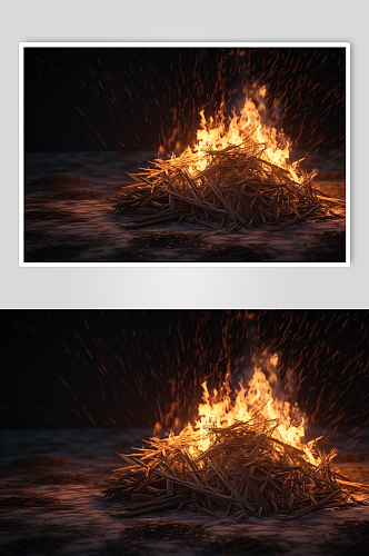 AI数字艺术创意高清篝火晚会摄影图片