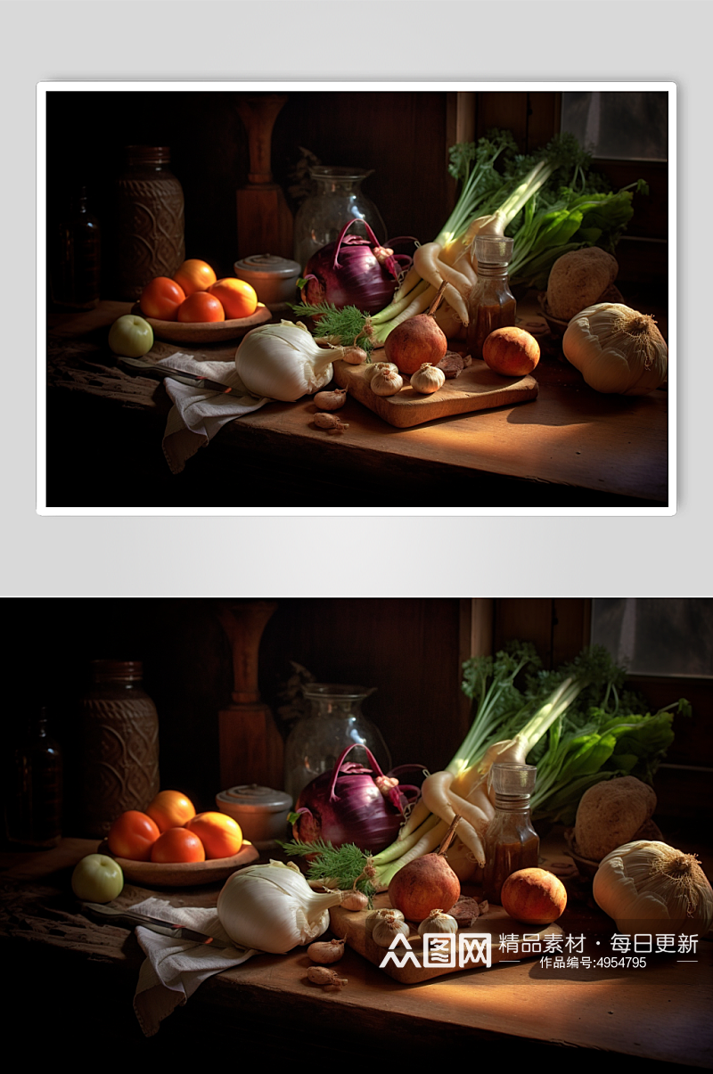 AI数字艺术新鲜瓜果蔬菜摄影图片素材
