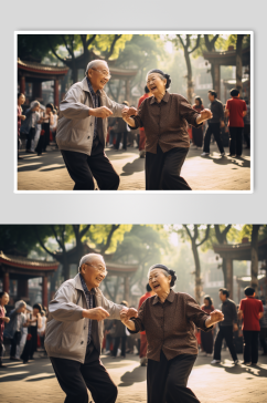 AI数字艺术老年人广场舞肖像人物摄影图