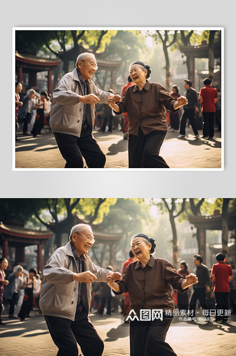 AI数字艺术老年人广场舞肖像人物摄影图素材