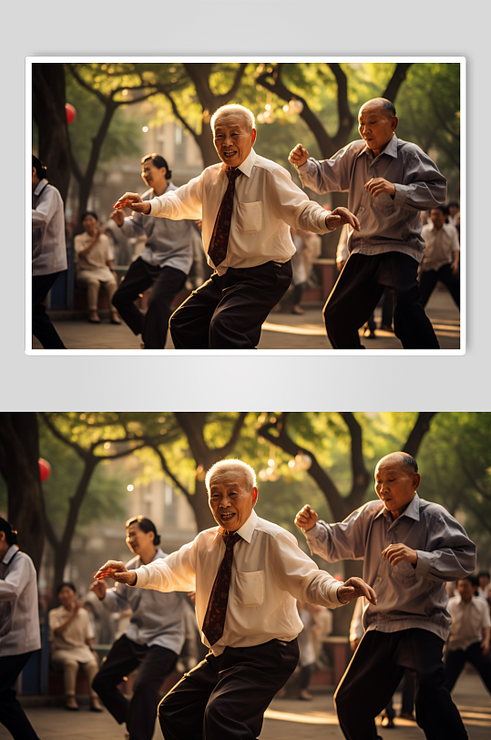AI数字艺术老年人广场舞肖像人物摄影图