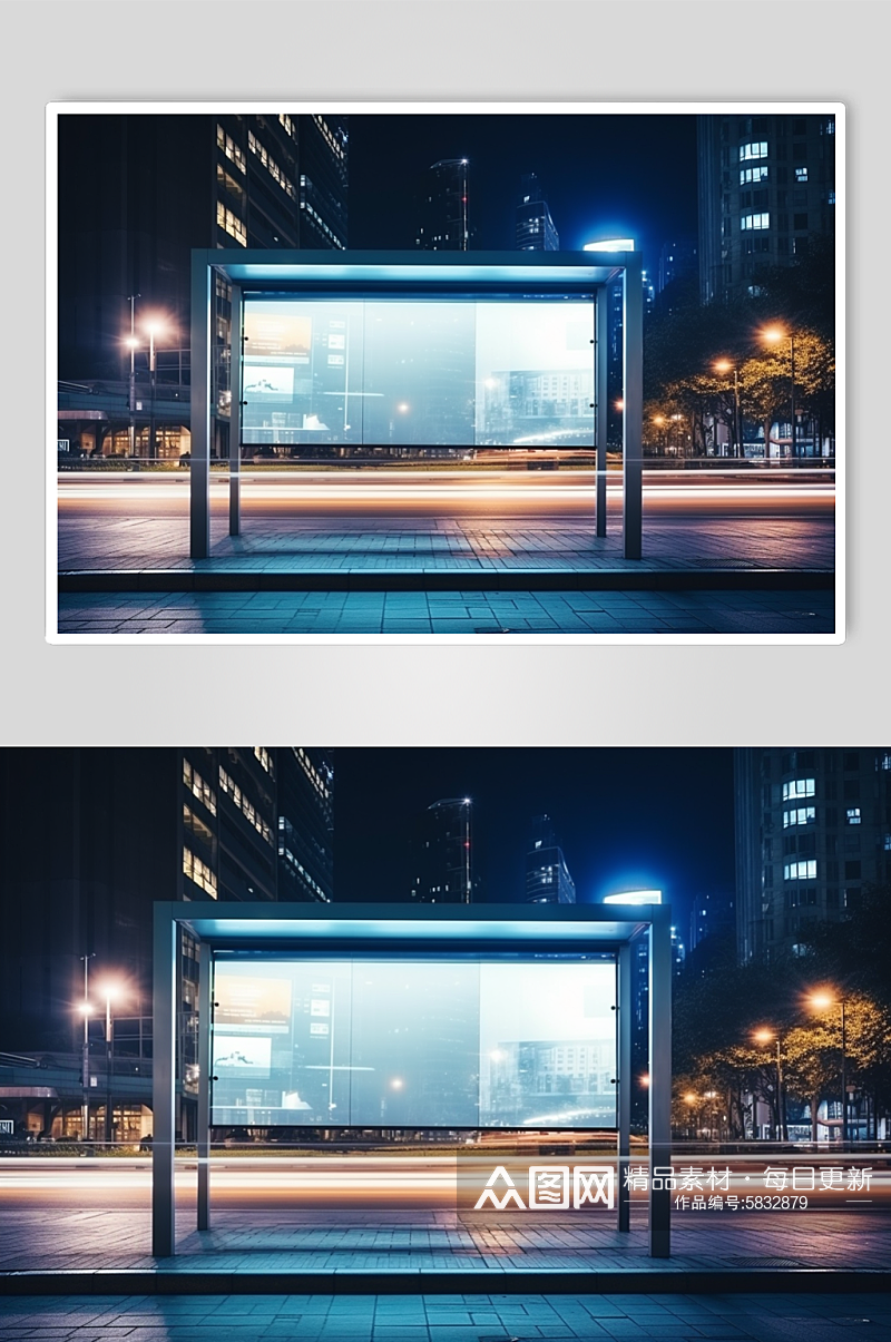 AI数字艺术地铁公交站广告牌展板模型素材