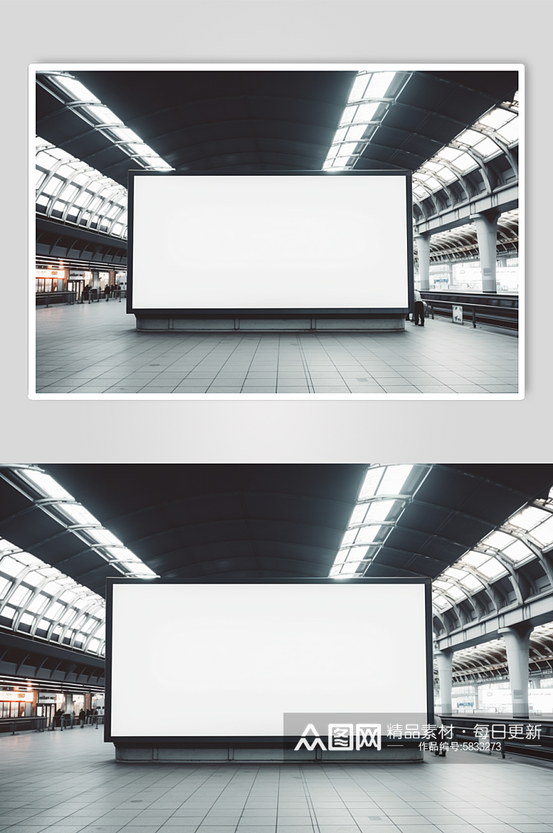 AI数字艺术地铁公交站广告牌展板模型素材