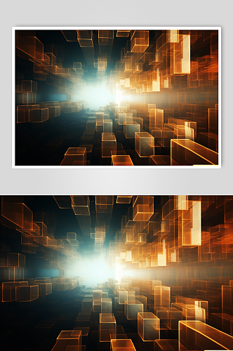 AI数字艺术科技风幻灯片光影几何背景图