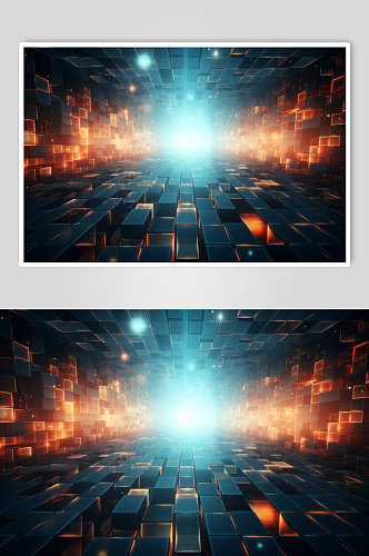 AI数字艺术科技风幻灯片光影几何背景图