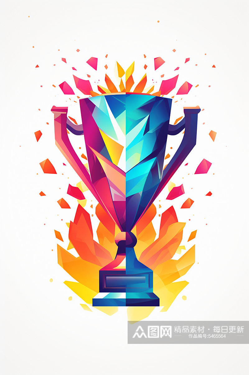 AI数字艺术彩色获奖冠军奖杯奖励装饰插画素材