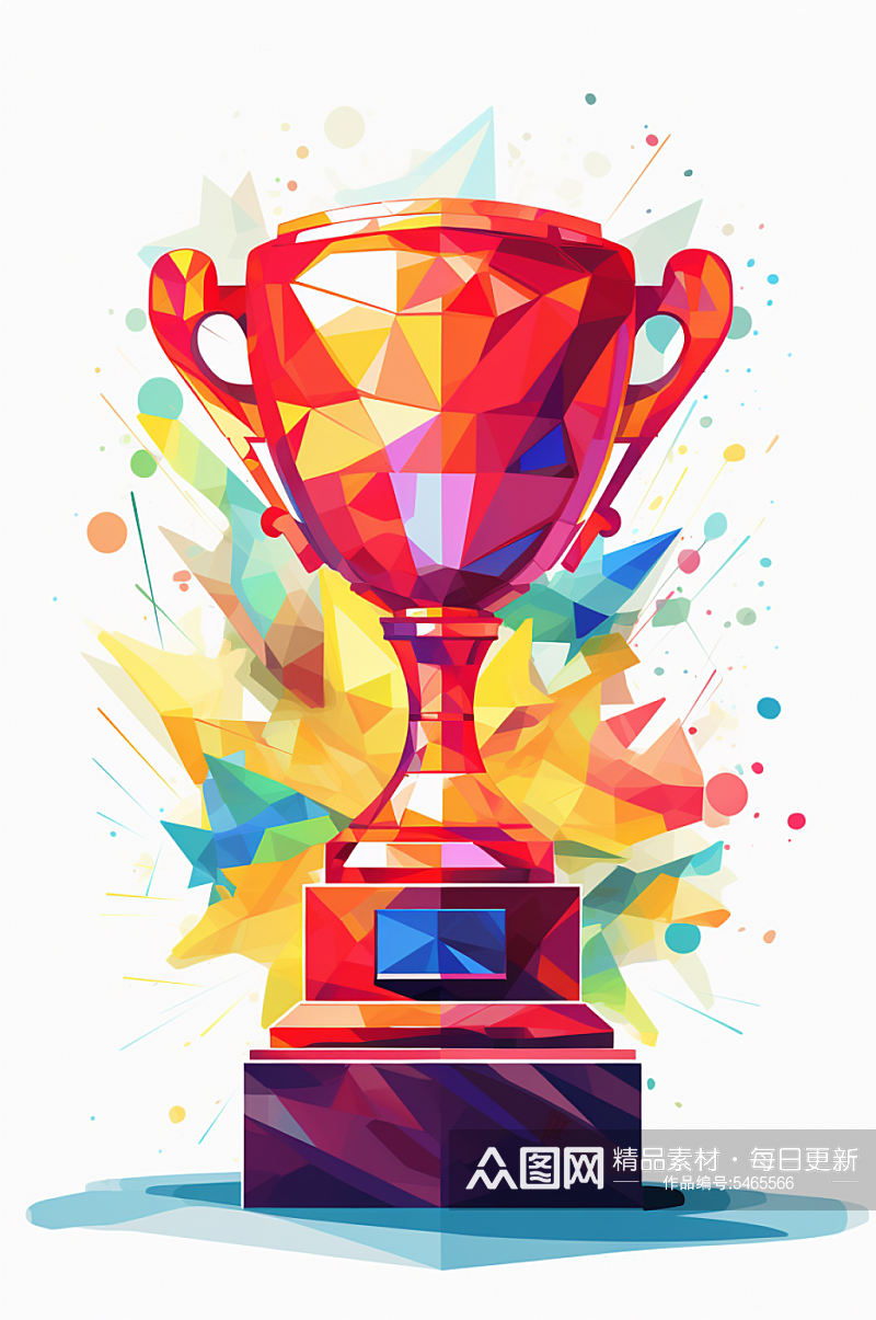 AI数字艺术彩色获奖冠军奖杯奖励装饰插画素材