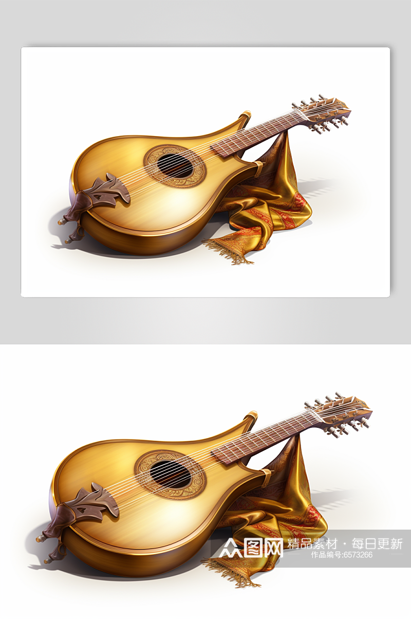 AI数字艺术古典乐器琵琶插画素材