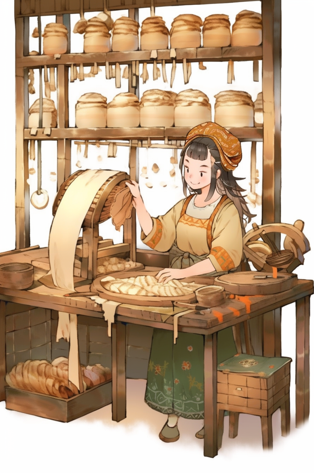 AI数字艺术古风传统美食制作元素插画素材