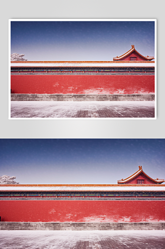AI数字艺术北京故宫红墙摄影图片