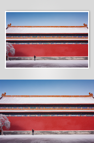 AI数字艺术北京故宫红墙摄影图片