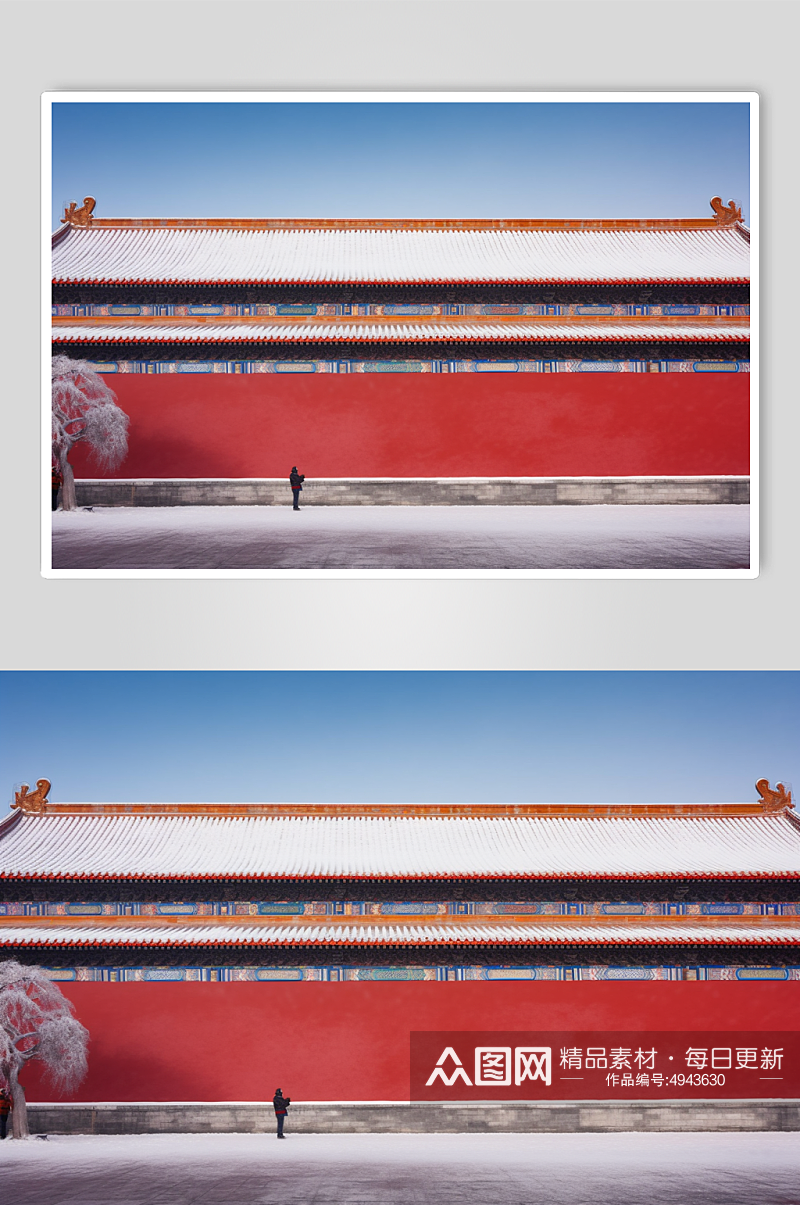 AI数字艺术北京故宫红墙摄影图片素材