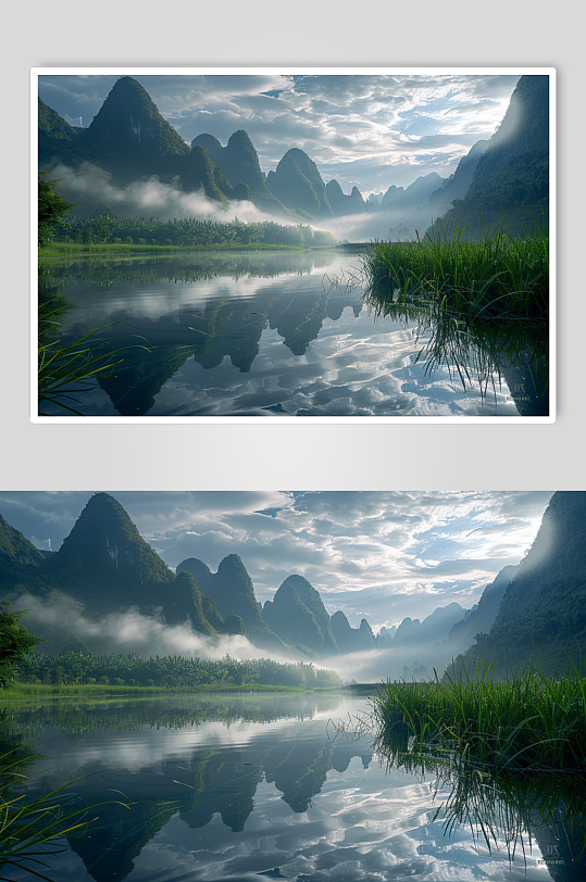 AI数字艺术桂林山水图片