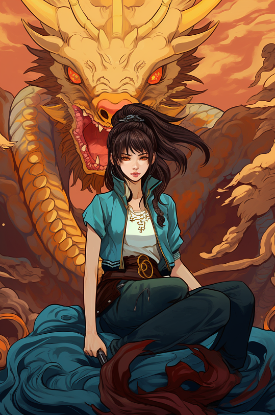 AI数字艺术国潮潮流人物插画-众图网