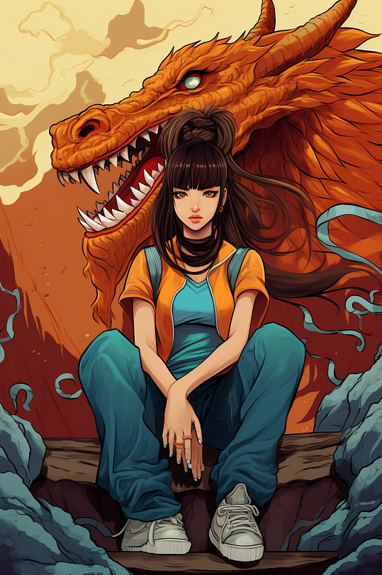 AI数字艺术国潮潮流三八妇女节女生人物插画-众图网