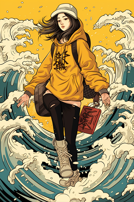 AI数字艺术国潮潮流三八妇女节女生人物插画-众图网