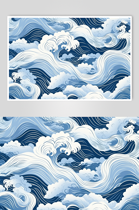 AI數(shù)字藝術(shù)國風(fēng)線條紋理波浪水紋花紋元素