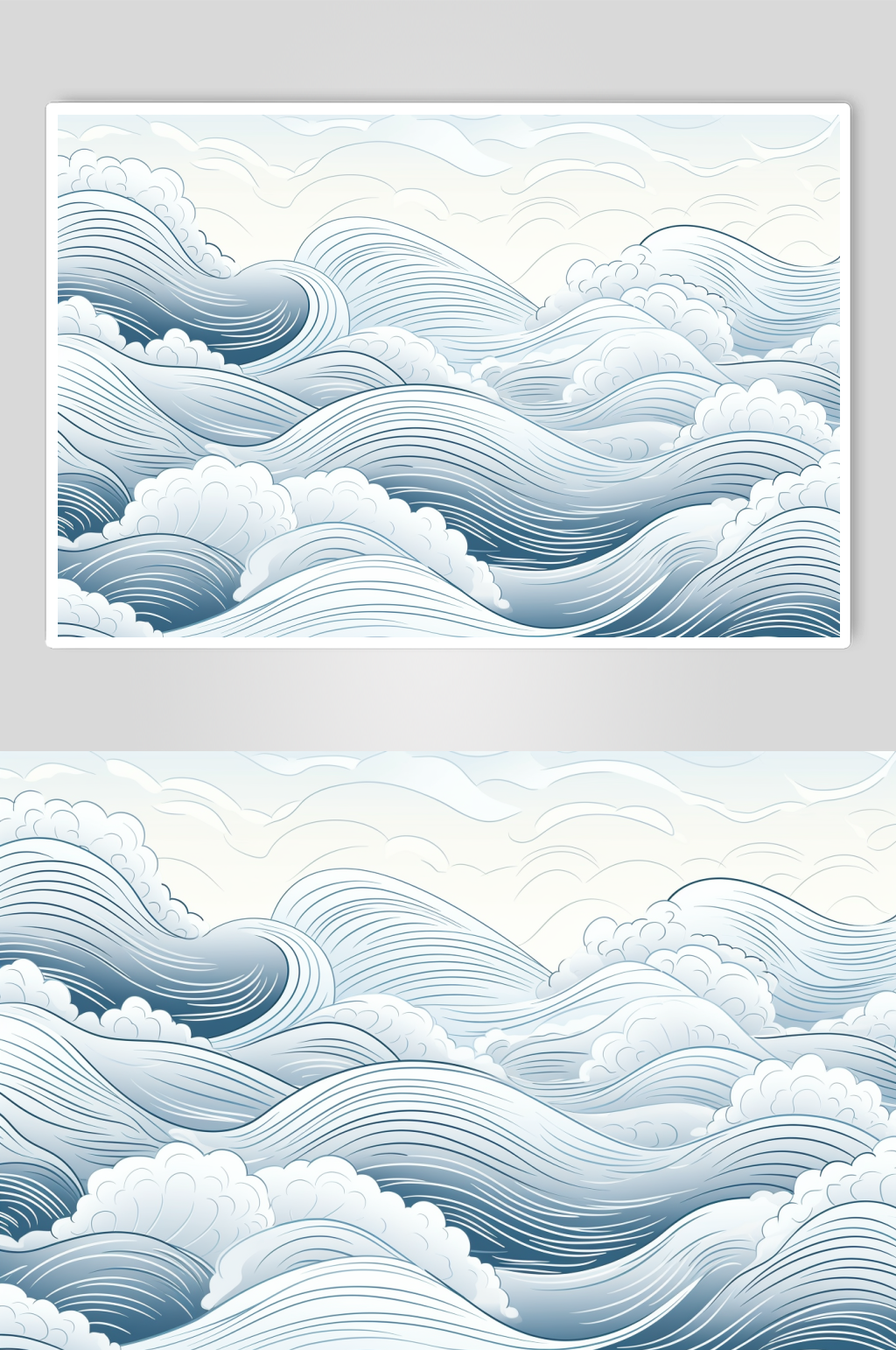 AI数字艺术国风线条纹理波浪水纹花纹元素素材