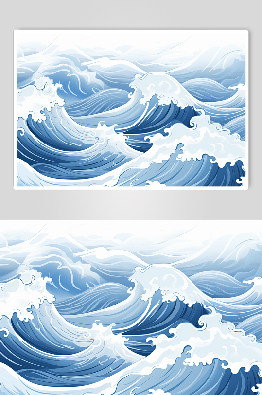 AI數(shù)字藝術(shù)國風(fēng)線條紋理波浪水紋花紋元素