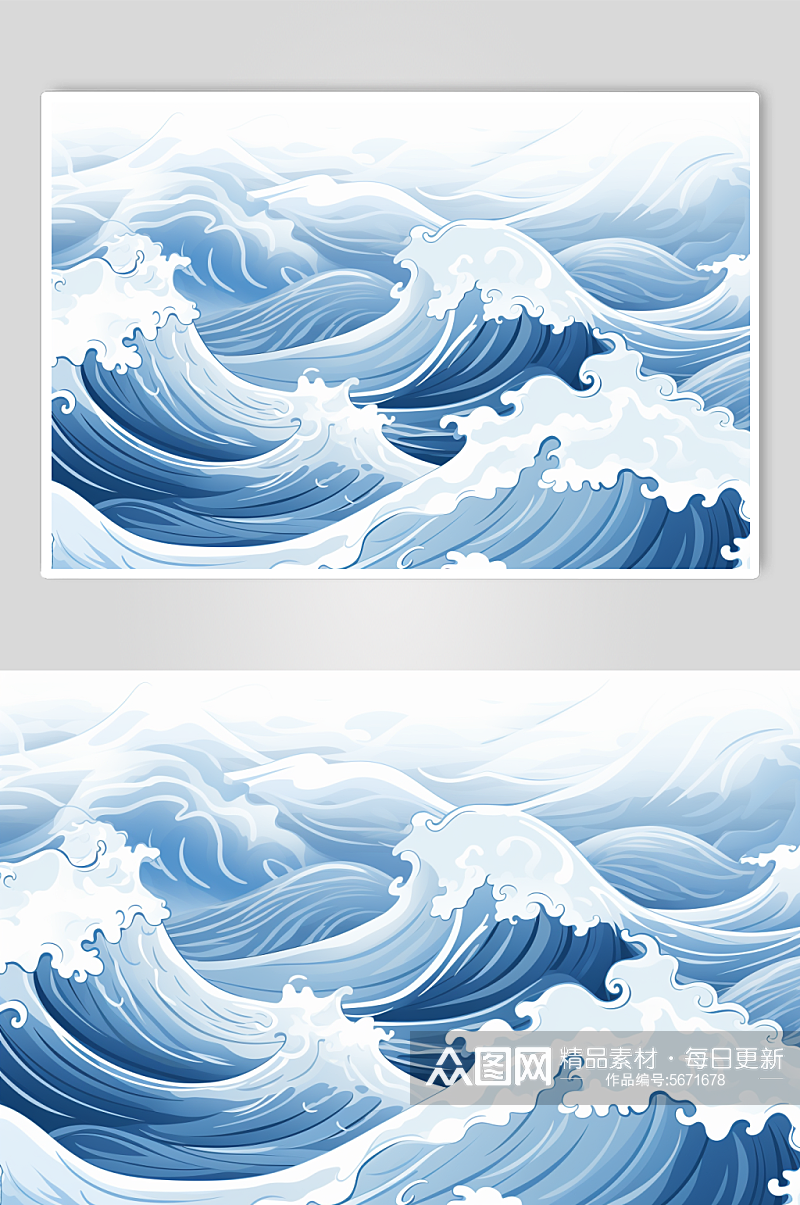 AI数字艺术国风线条纹理波浪水纹花纹元素素材