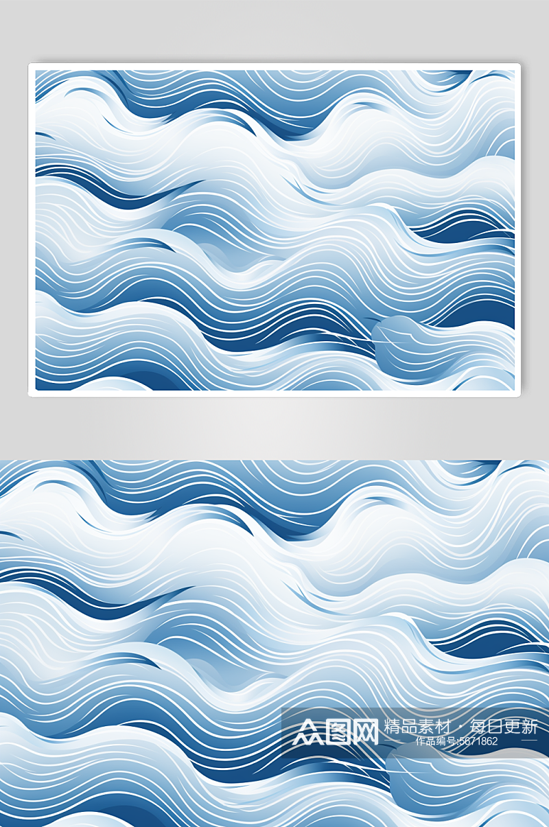 AI数字艺术国风线条纹理波浪水纹花纹元素素材