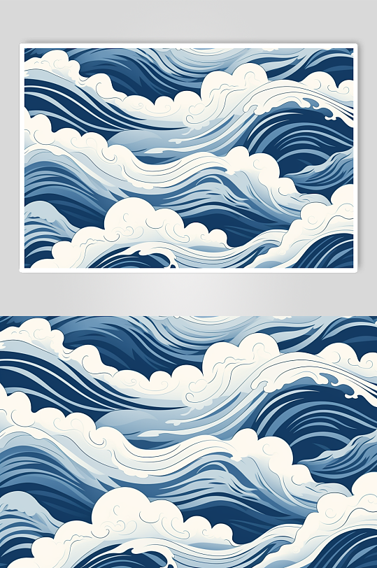 AI数字艺术国风线条纹理波浪水纹花纹元素
