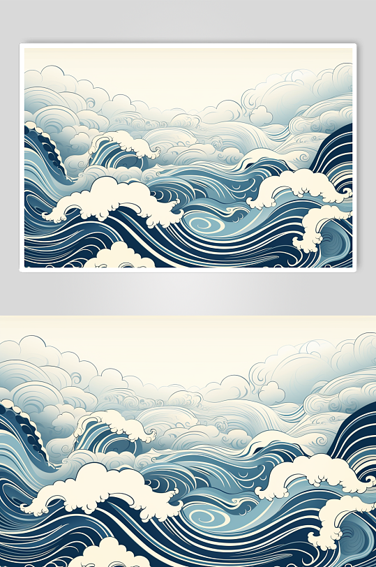 AI數(shù)字藝術(shù)國風(fēng)線條紋理波浪水紋花紋元素