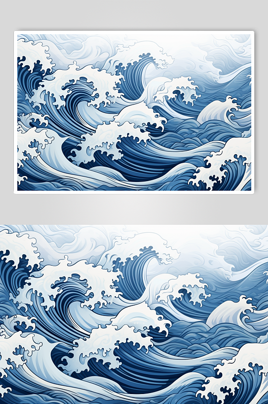 AI數(shù)字藝術(shù)國(guó)風(fēng)線條紋理波浪水紋花紋元素