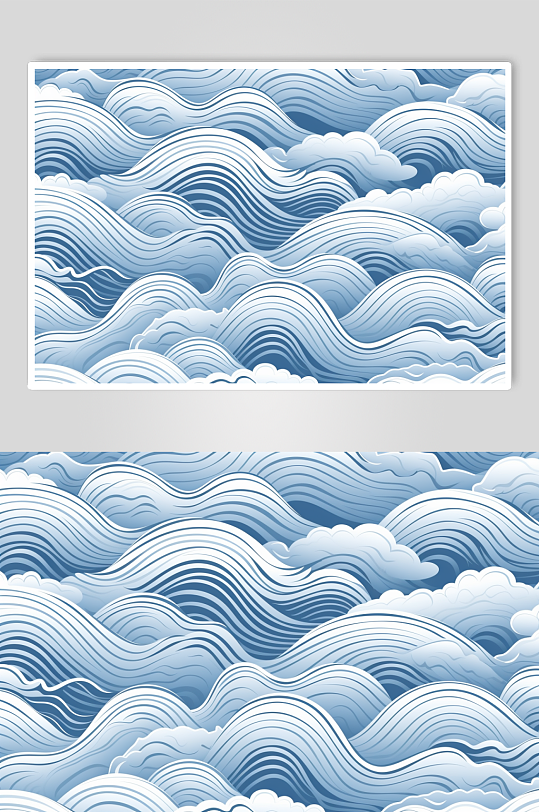 AI數(shù)字藝術(shù)國(guó)風(fēng)線條紋理波浪水紋花紋元素