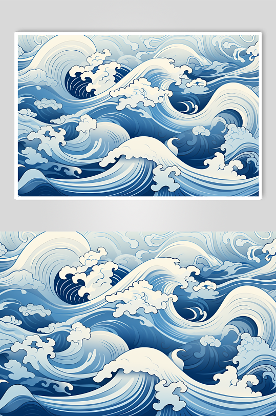 AI數(shù)字藝術(shù)國(guó)風(fēng)線條紋理波浪水紋花紋元素