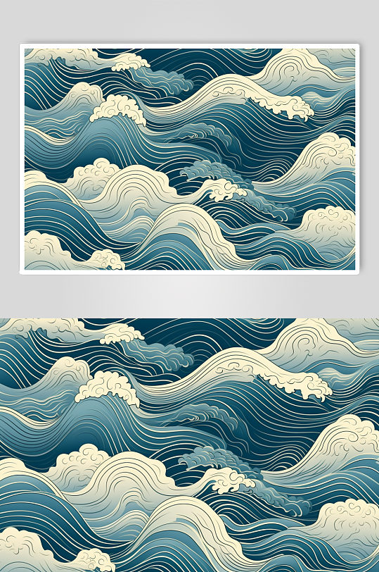 AI數(shù)字藝術(shù)國(guó)風(fēng)線條紋理波浪水紋花紋元素