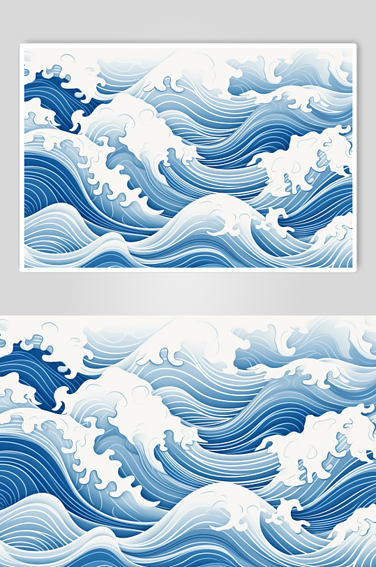 AI数字艺术国风线条纹理波浪水纹花纹元素