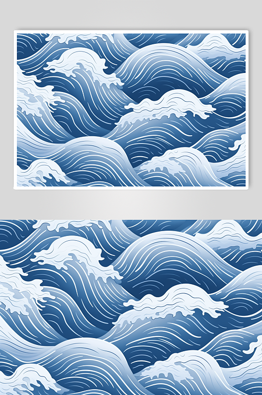AI数字艺术国风线条纹理波浪水纹花纹元素