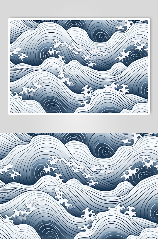 AI数字艺术国风线条纹理波浪水纹花纹元素