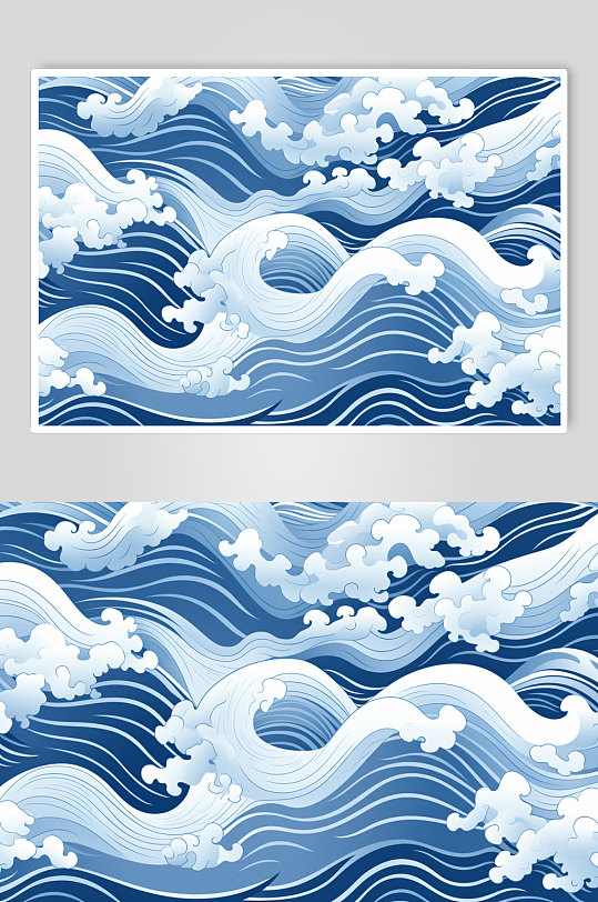 AI数字艺术国风线条纹理波浪水纹花纹元素