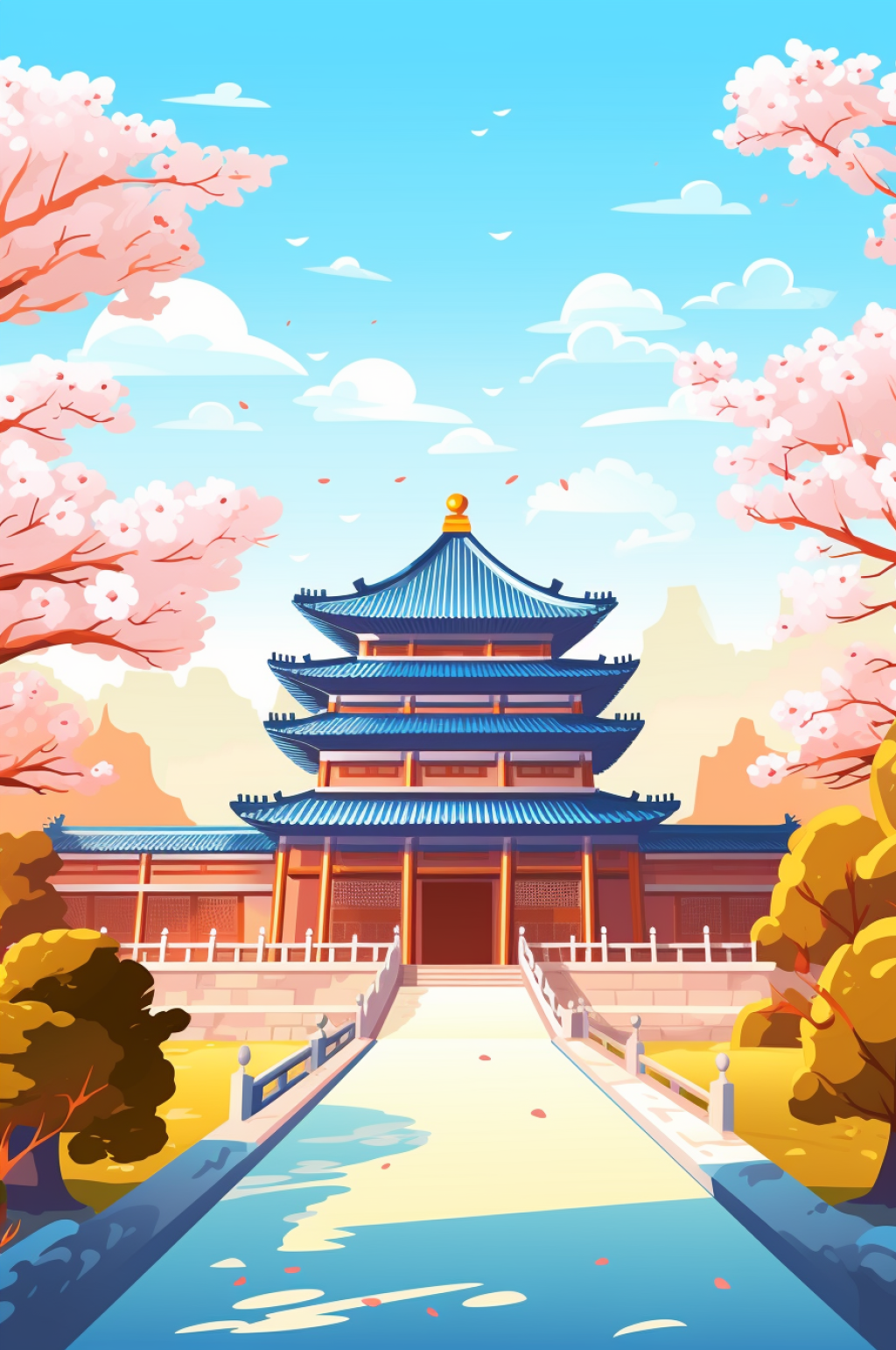 AI数字艺术国庆节建筑漫画扁平风插画素材