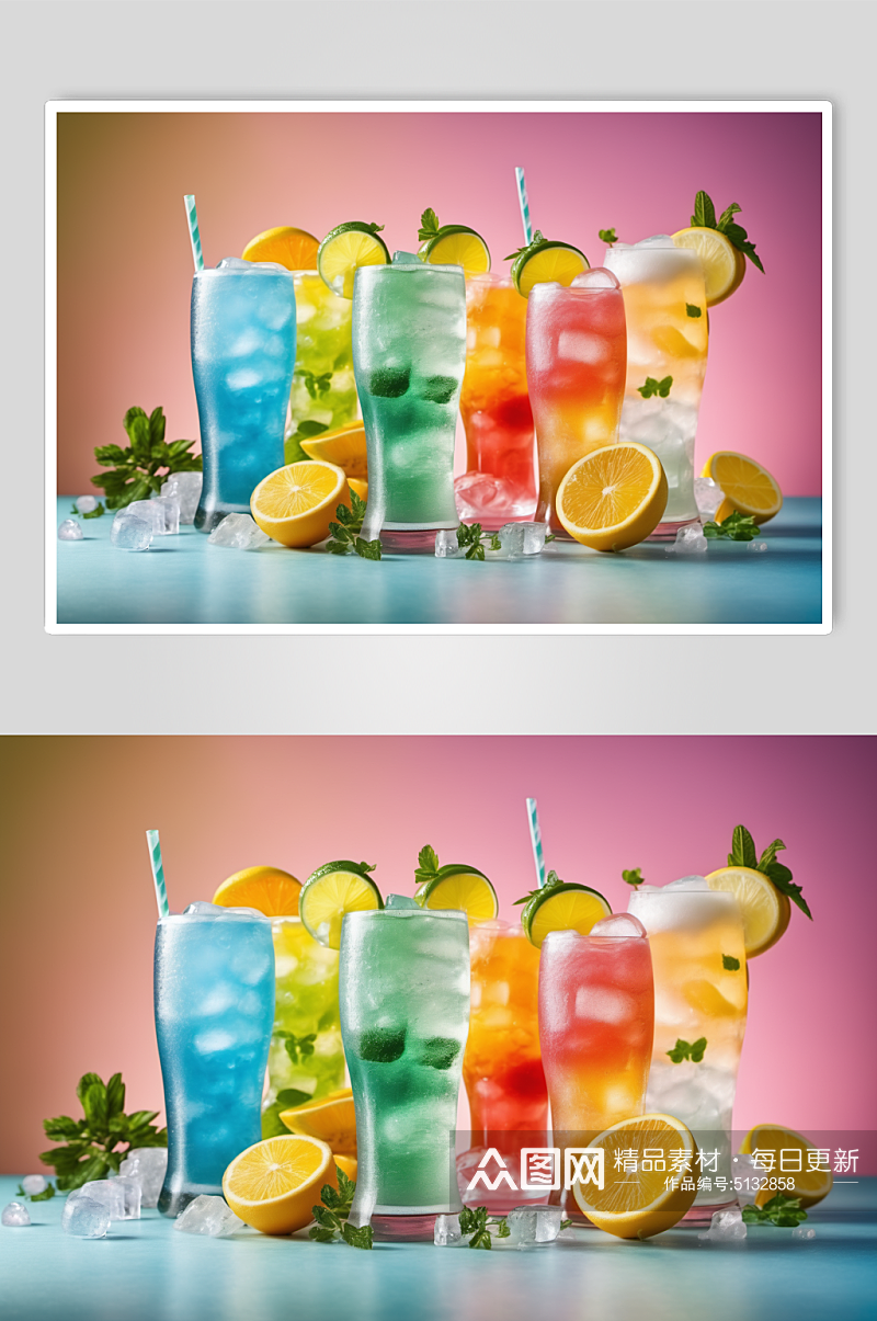 AI数字艺术果汁冷饮摄影图素材
