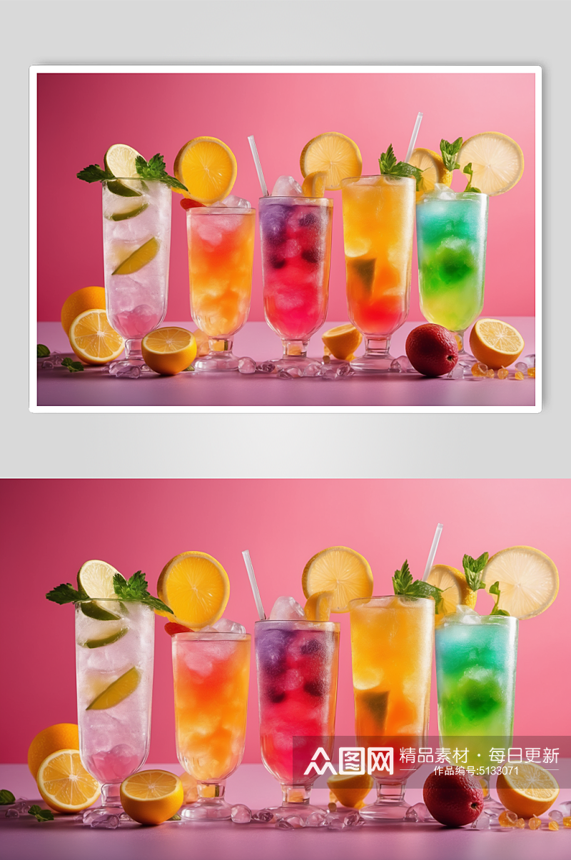 AI数字艺术果汁冷饮摄影图素材