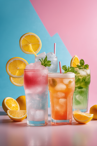 AI数字艺术彩色果汁摄影图