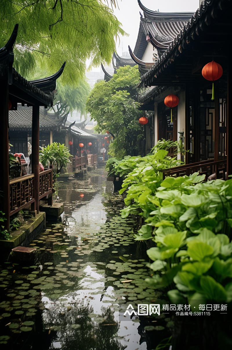 AI数字艺术中国古镇文化风光摄影图片素材