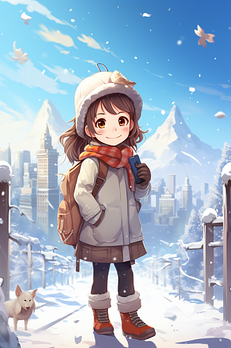 AI数字艺术哈尔滨东北冬季游学旅游插画