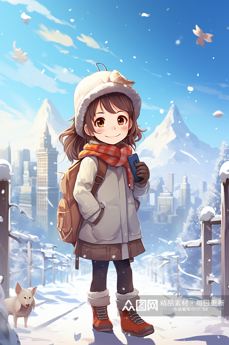 AI数字艺术哈尔滨东北冬季游学旅游插画素材