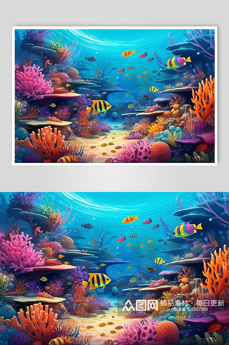 AI数字艺术海底世界海洋生物插画素材