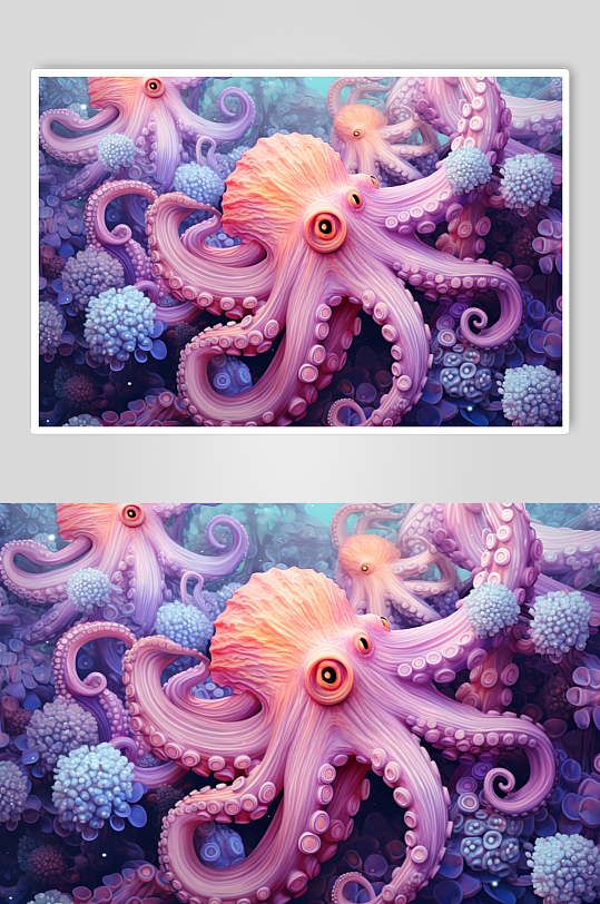 AI数字艺术海底世界海洋生物插画