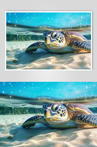 AI数字艺术卡通海龟海洋动物摄影图片