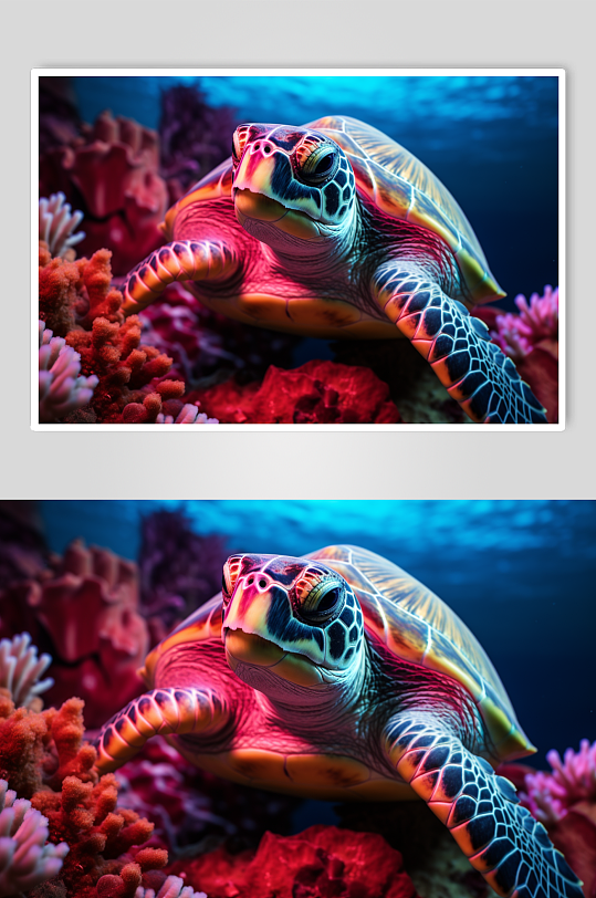 AI数字艺术海龟海洋动物摄影图片