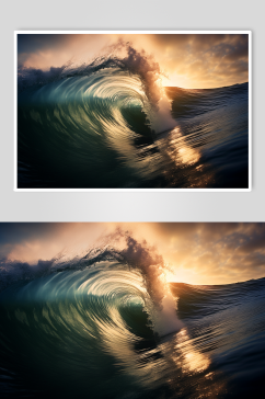 AI数字艺术原创唯美大海海浪摄影图片